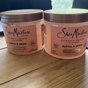 2x Shea Moisture Coconut Hibiscus Flaxseed Defining Styling Gel Protein 15 Oz